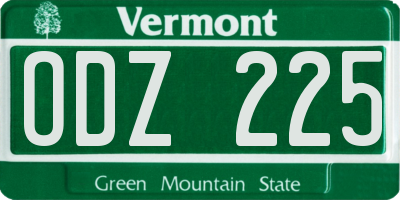 VT license plate ODZ225