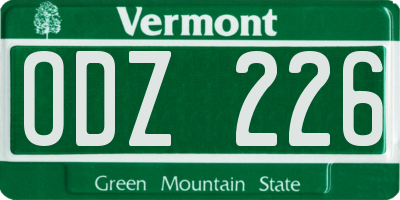 VT license plate ODZ226