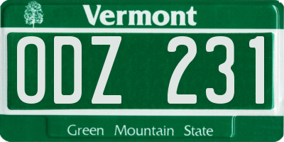 VT license plate ODZ231