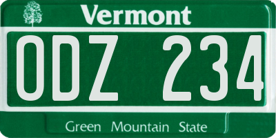 VT license plate ODZ234