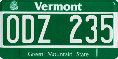VT license plate ODZ235