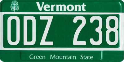 VT license plate ODZ238