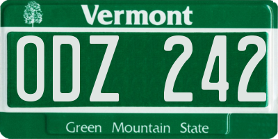VT license plate ODZ242