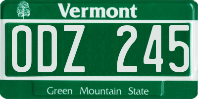 VT license plate ODZ245