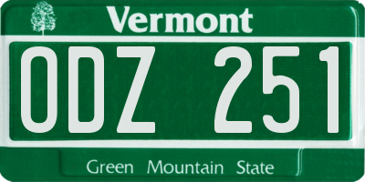 VT license plate ODZ251
