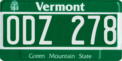 VT license plate ODZ278