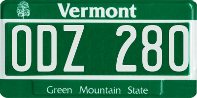 VT license plate ODZ280