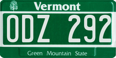 VT license plate ODZ292