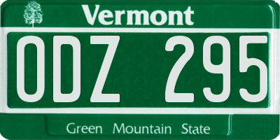 VT license plate ODZ295