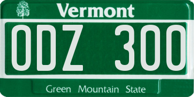 VT license plate ODZ300