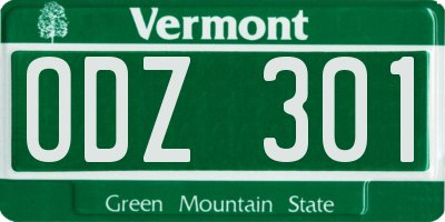 VT license plate ODZ301