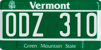 VT license plate ODZ310