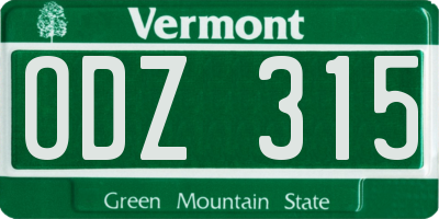 VT license plate ODZ315