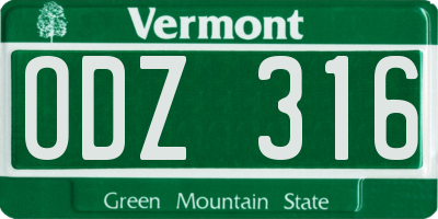 VT license plate ODZ316