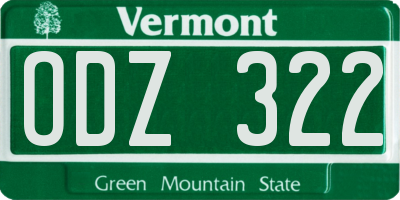 VT license plate ODZ322