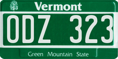 VT license plate ODZ323