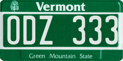 VT license plate ODZ333