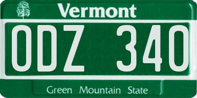 VT license plate ODZ340