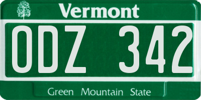 VT license plate ODZ342