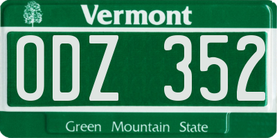 VT license plate ODZ352