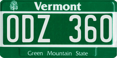VT license plate ODZ360