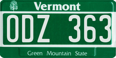 VT license plate ODZ363