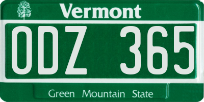 VT license plate ODZ365