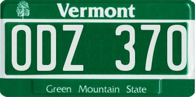 VT license plate ODZ370