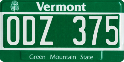 VT license plate ODZ375