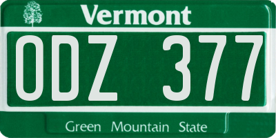 VT license plate ODZ377