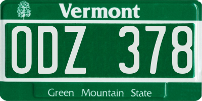 VT license plate ODZ378