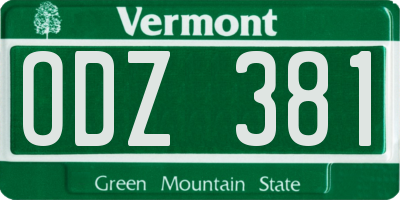 VT license plate ODZ381