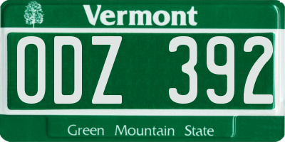 VT license plate ODZ392