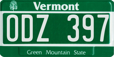 VT license plate ODZ397