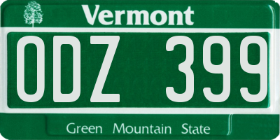 VT license plate ODZ399