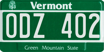 VT license plate ODZ402