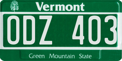 VT license plate ODZ403