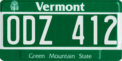 VT license plate ODZ412