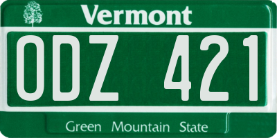 VT license plate ODZ421