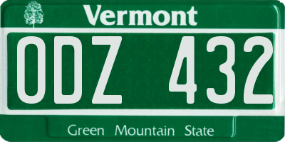 VT license plate ODZ432