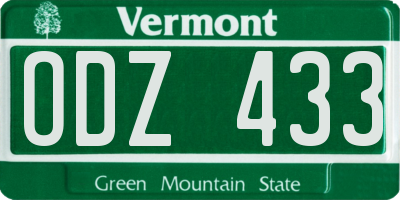 VT license plate ODZ433