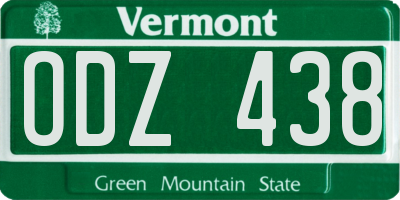 VT license plate ODZ438