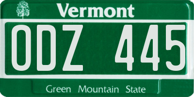 VT license plate ODZ445