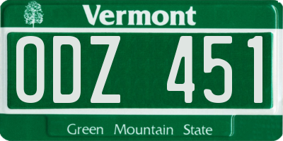 VT license plate ODZ451