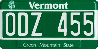 VT license plate ODZ455