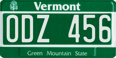 VT license plate ODZ456