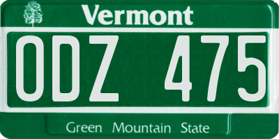 VT license plate ODZ475