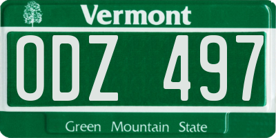 VT license plate ODZ497