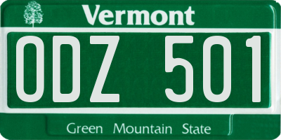 VT license plate ODZ501