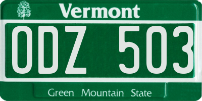 VT license plate ODZ503